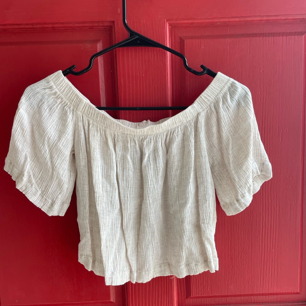 Cream Ribbed Crop Top
